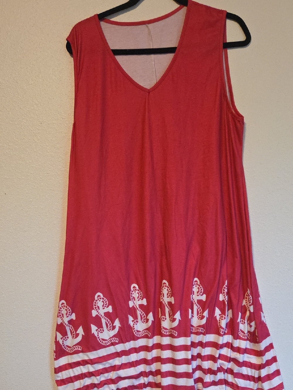 Women's Pink Nautical Anchor Sleeveless Loung Around Dress